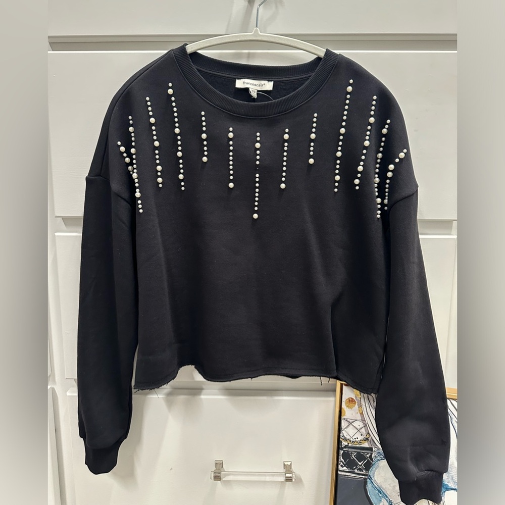 Krystal Cropped Embellished Sweatshirt by Francesca’s